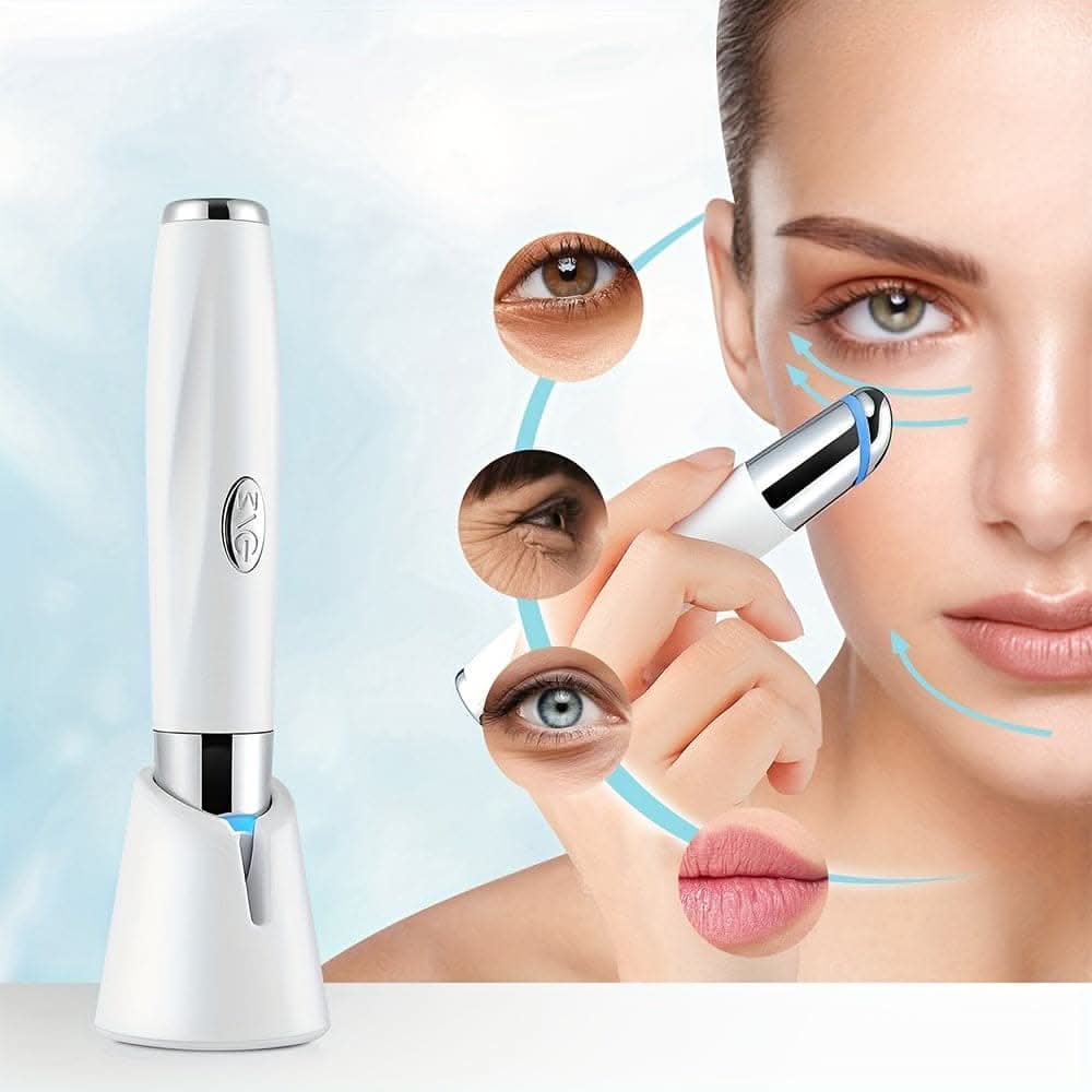 Rechargeable Eye Massager Wand – Heated Vibration Facial Tool for Skin Care