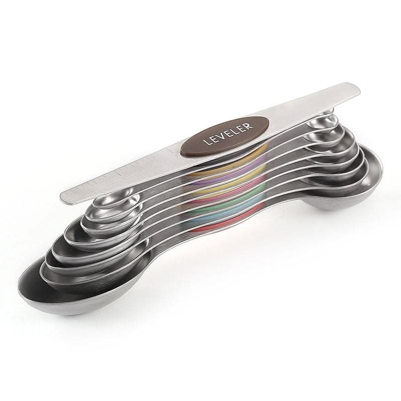 9pcs Stainless Steel Magnetic Measuring Spoons - Dual Sided
