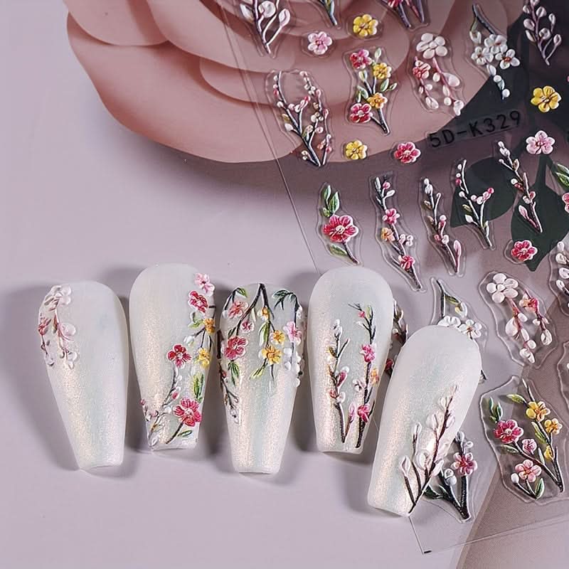 3-Piece 5D Embossed Nail Stickers Set