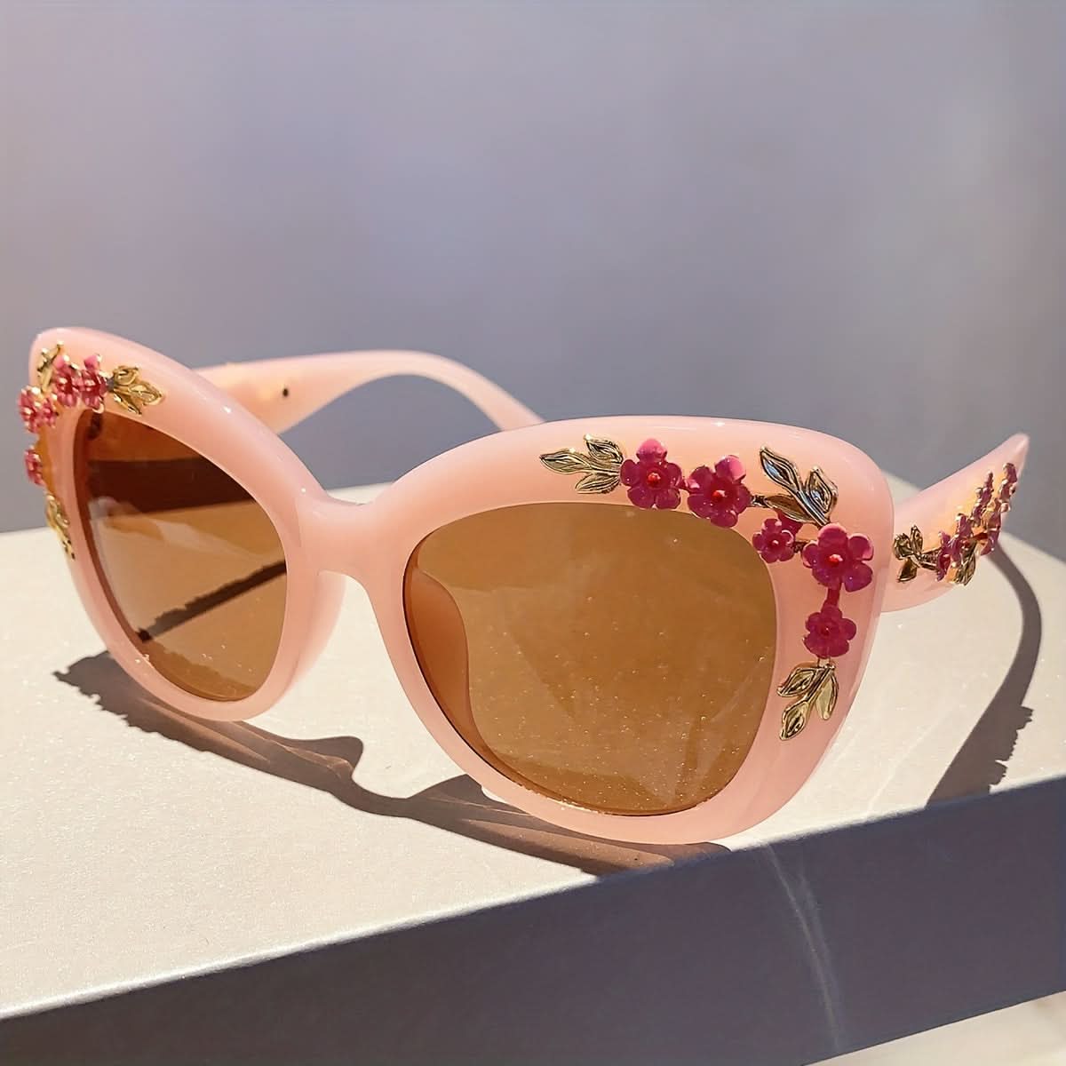 Luxury Cat Eye Glasses with Flower Decor
