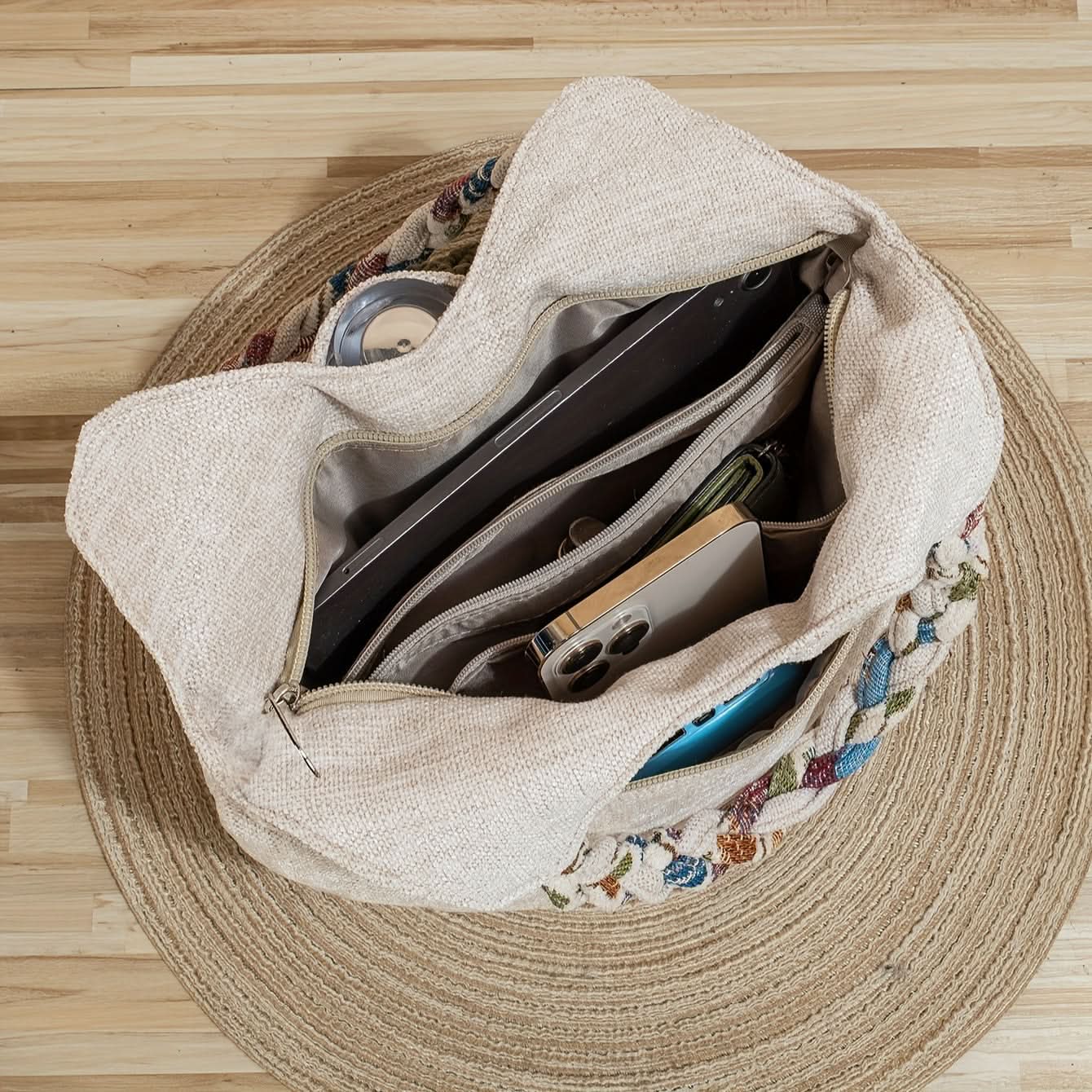 Bohemian Fabric Handbag – Vibrant Floral, Foldable Design