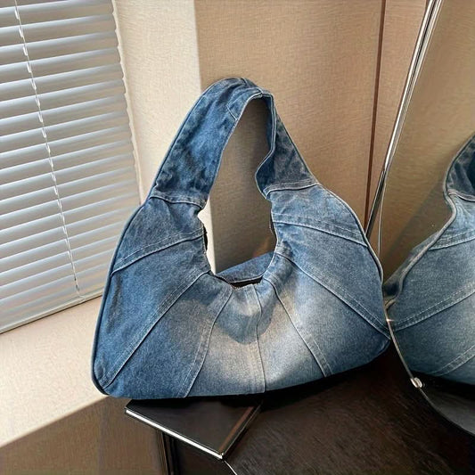 Vintage Chic Denim Underarm Bag