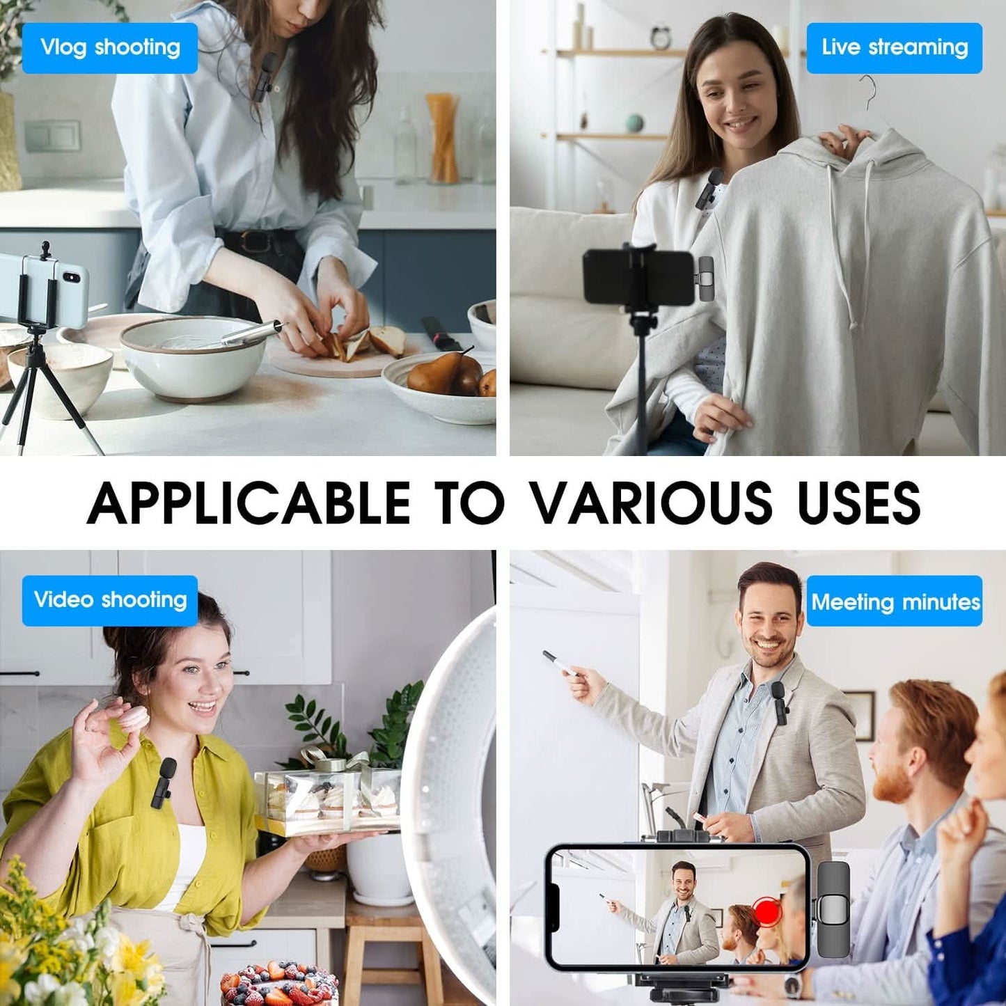 Pack of 2 pcs. Mini Wireless Lavalier Microphone