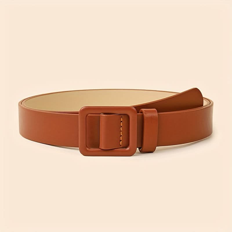 Vintage PU Leather Belt - Square Buckle Design