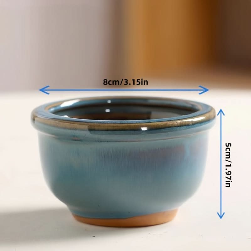 5-Piece Handcrafted Blue Ceramic Mini Succulent Planter Set