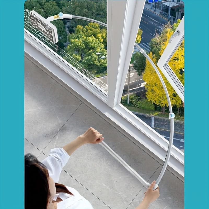 Double-Sided Telescopic Window Cleaner Kit - L-Shape Squeegee for Indoor & Outdoor
