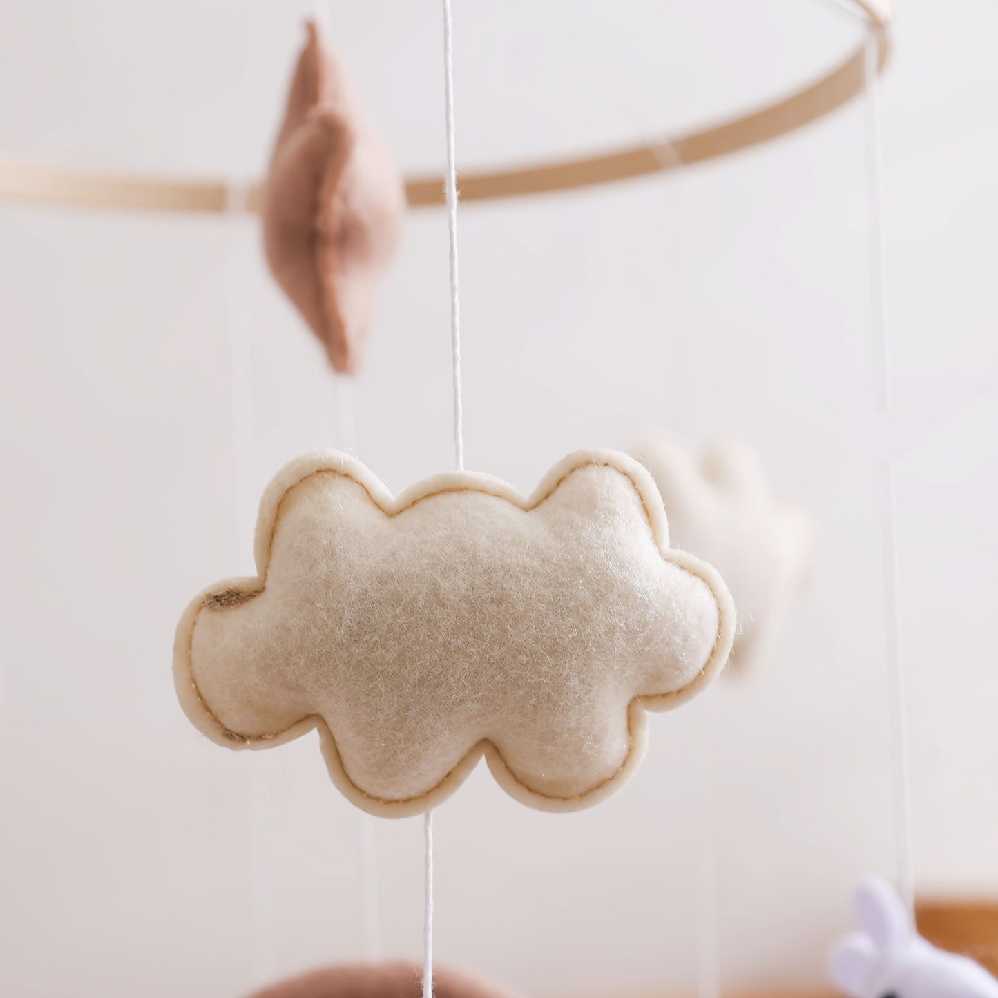 Handmade Baby Plush Animal Mobile – Crib Hanging Toy with Sheep, Clouds & Stars