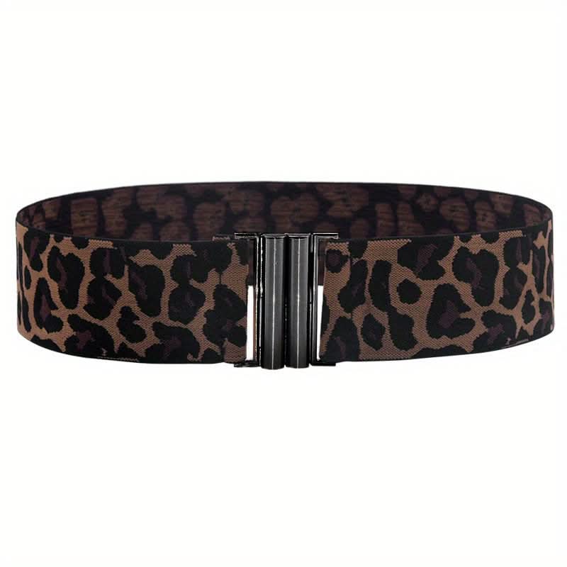 Vintage Leopard Print Elastic Waist Belt for Women