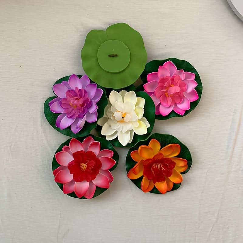 6-Pack Lifelike Lotus & Water Lily Decor