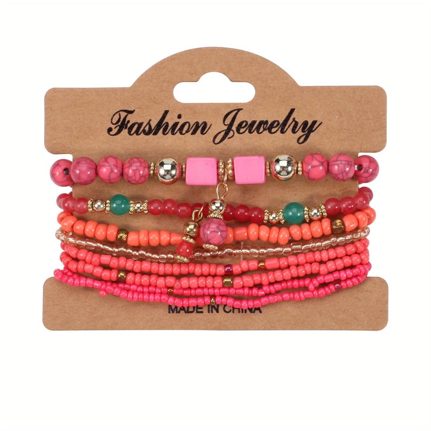 Colorful Resin Boho Beaded Stackable Bracelet Set