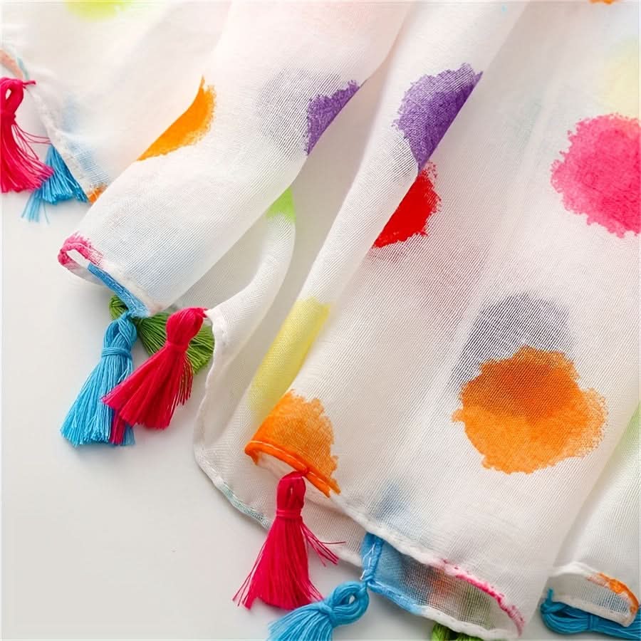 Colorful Polka Dot Women’s Scarf with Tassels