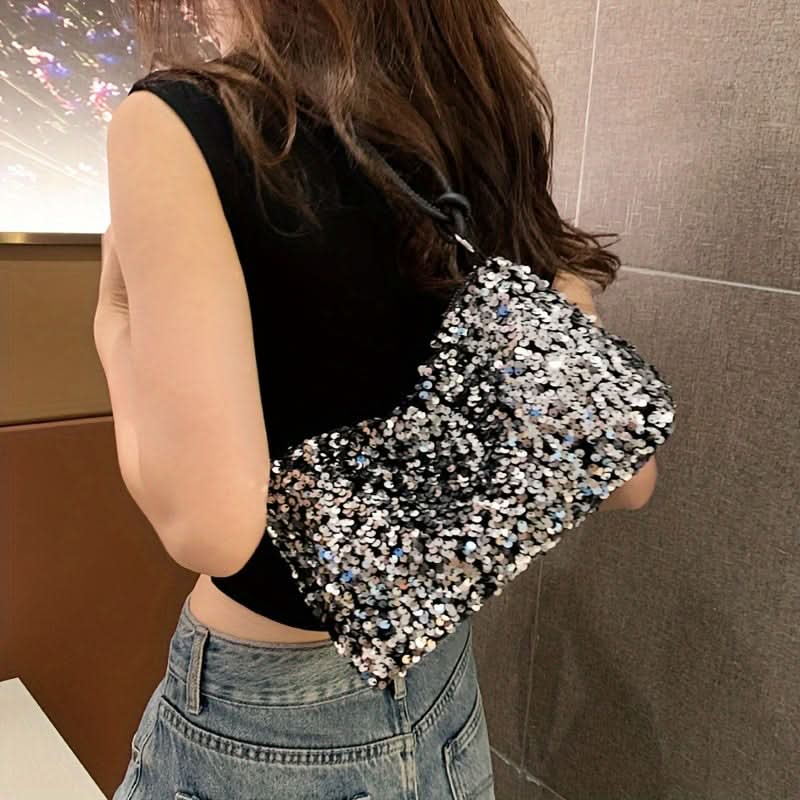 Small Square Sequined Shoulder Bag for Women