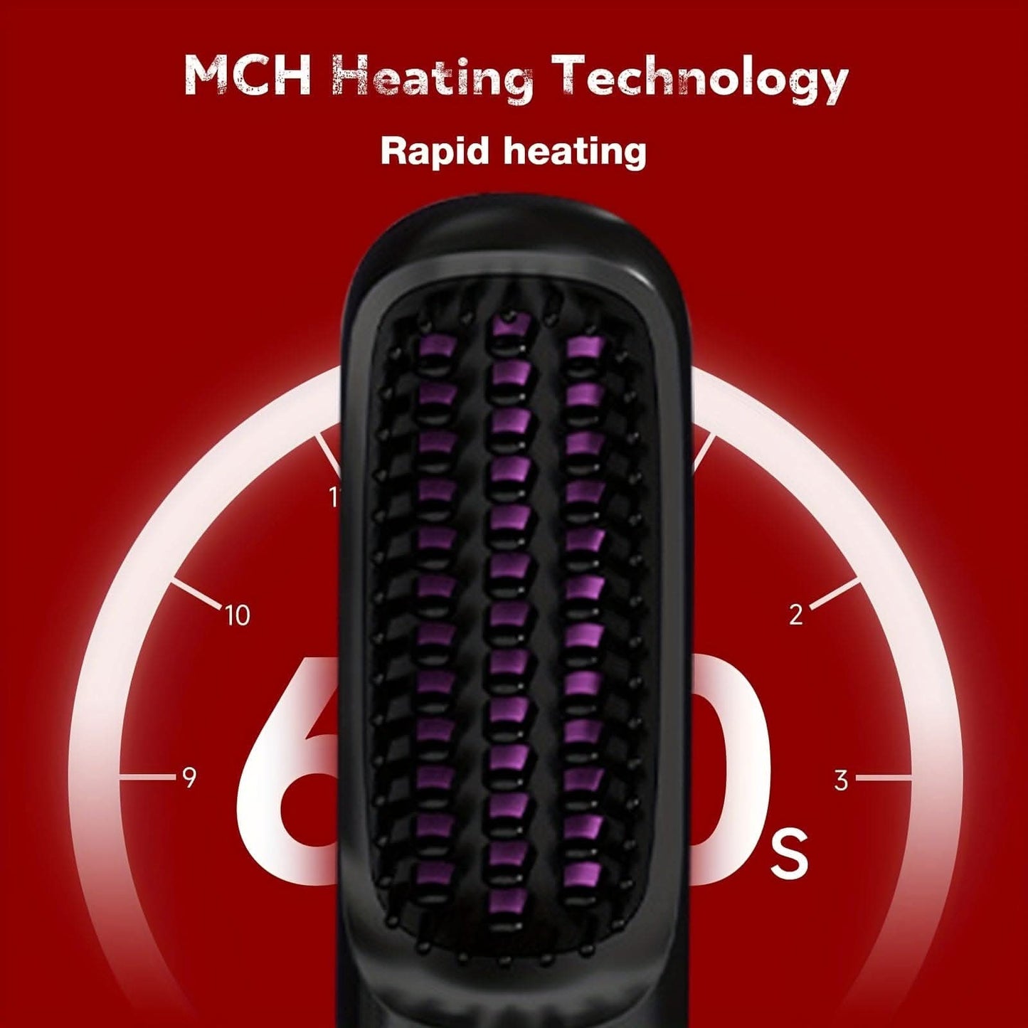 Cordless Hair Straightener Brush -Hot Comb with 3 Temp Settings
