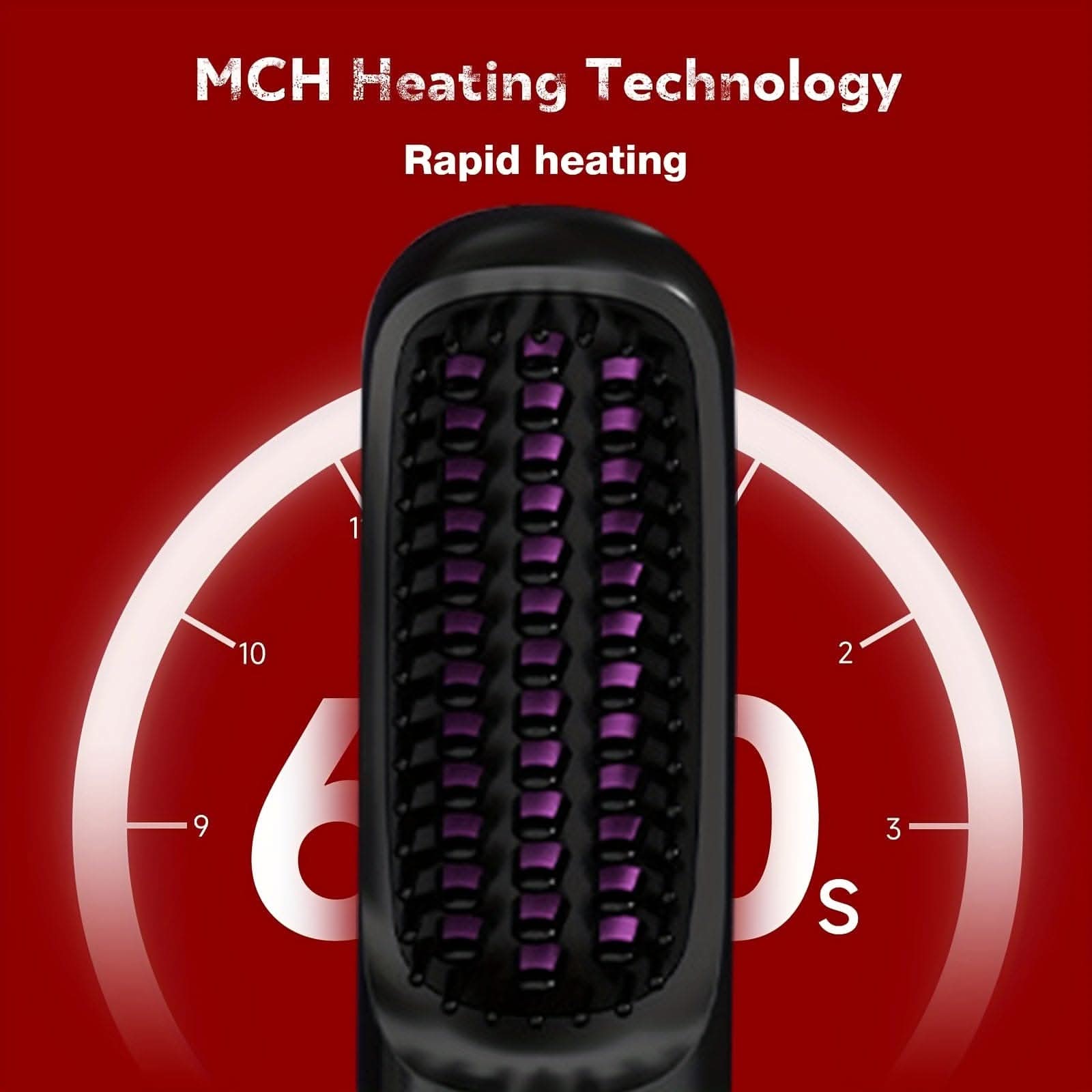 Cordless Hair Straightener Brush -Hot Comb with 3 Temp Settings