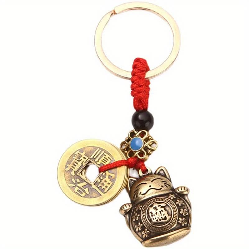 Lucky Cat Keychain – Good Luck Charm Pendant for Men & Women