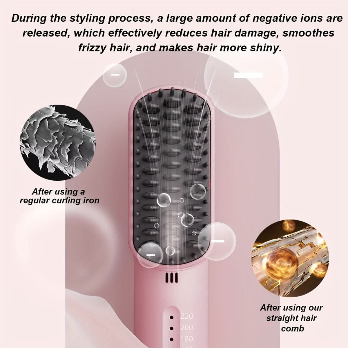 4-Temperature Adjustment Mini Hair Straightening Comb