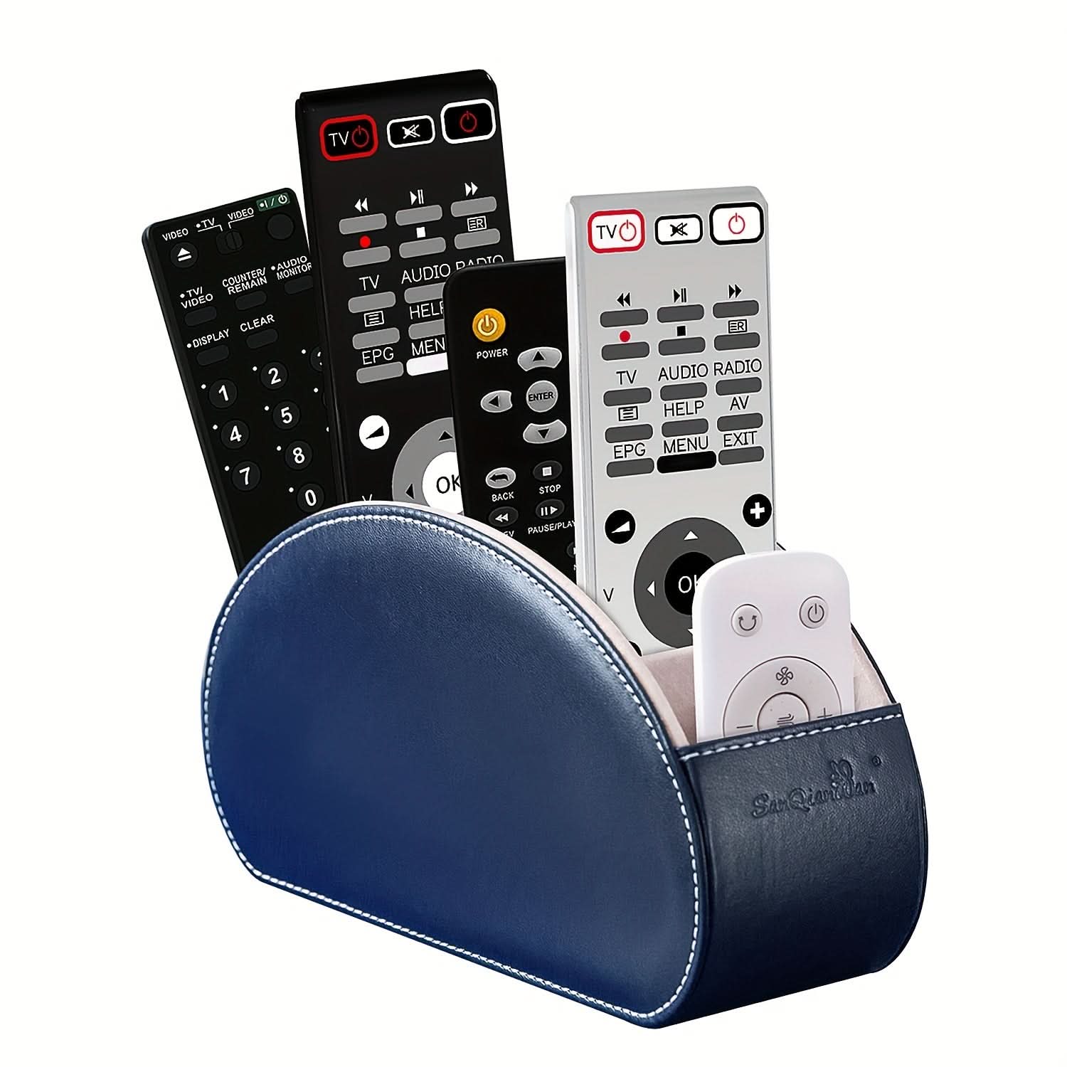 5-Compartment PU Leather Remote Organizer Box
