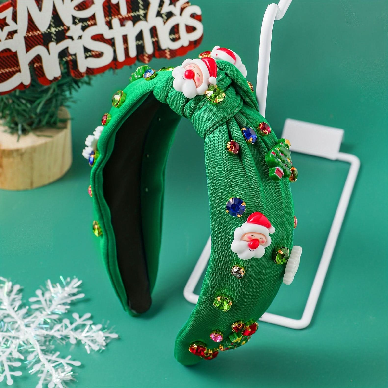 3-Piece Rhinestone Christmas Headband Set for Women