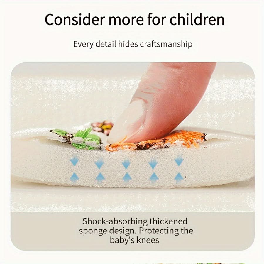 2pcs Baby Knee Pads with Cute Animal Embroidery - Soft, Breathable Anti-Slip
