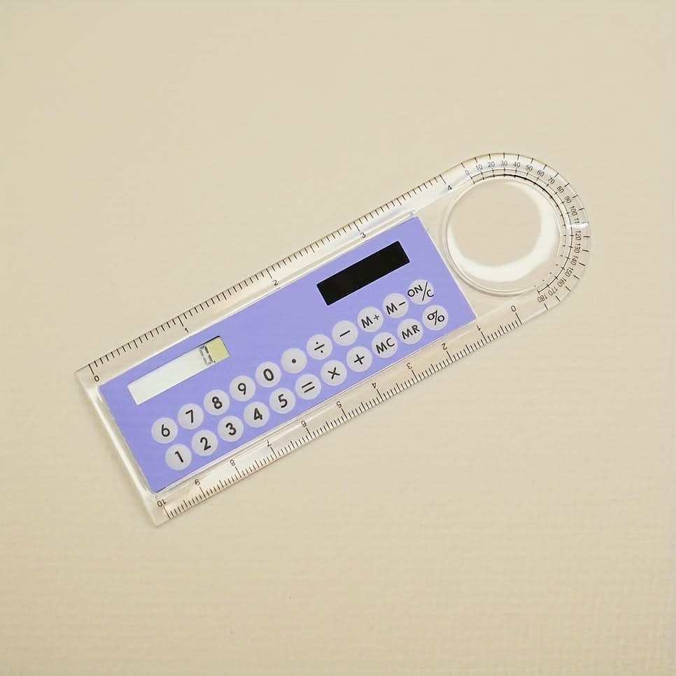 Mini 4-In-1 Solar-Powered Calculator with Ruler - LED Display