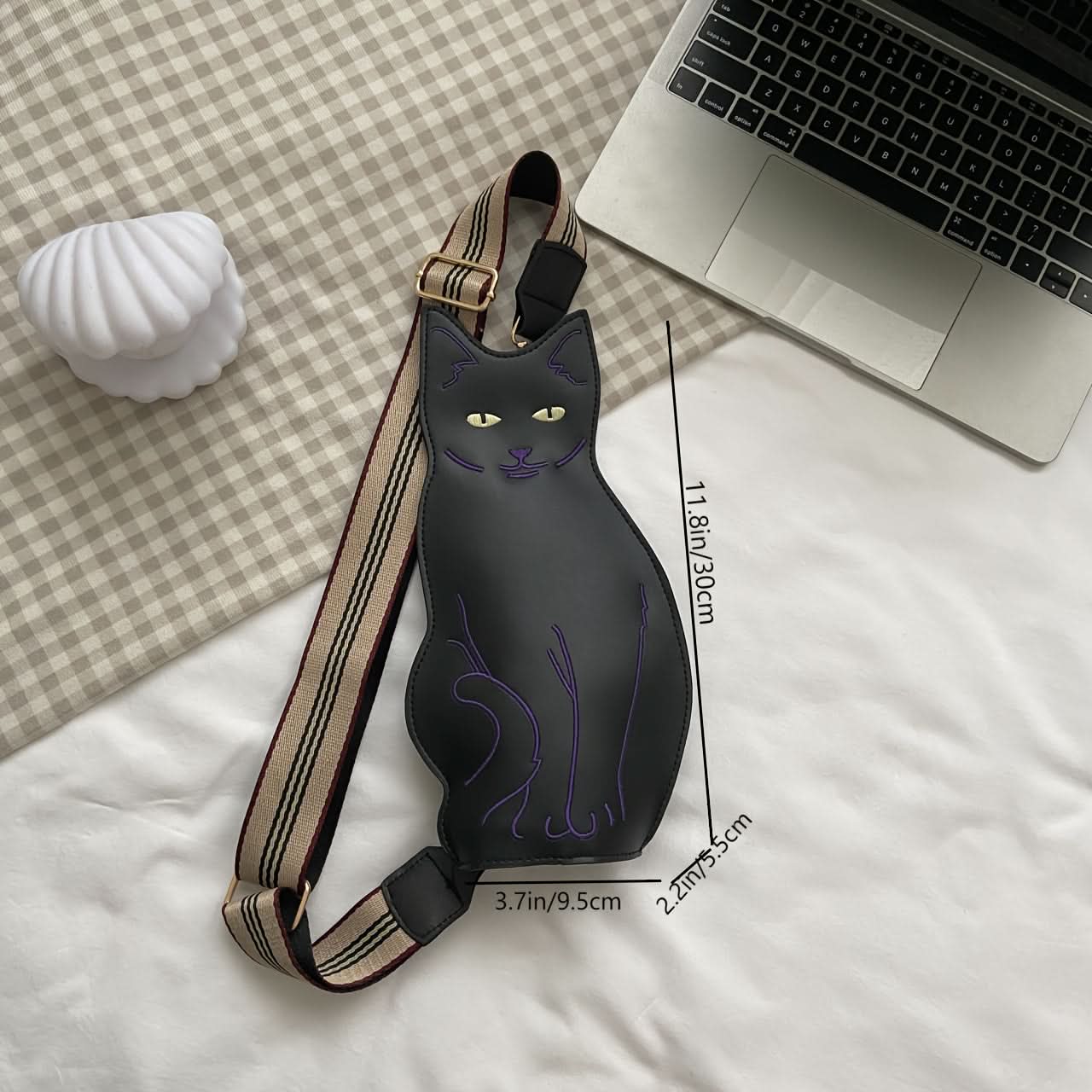 Whimsical Black Cat Shaped Crossbody Bag