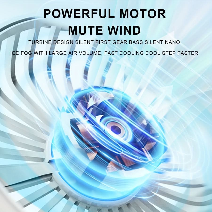 USB Rechargeable Spray Fan – Portable Handheld Misting Fan with Strap