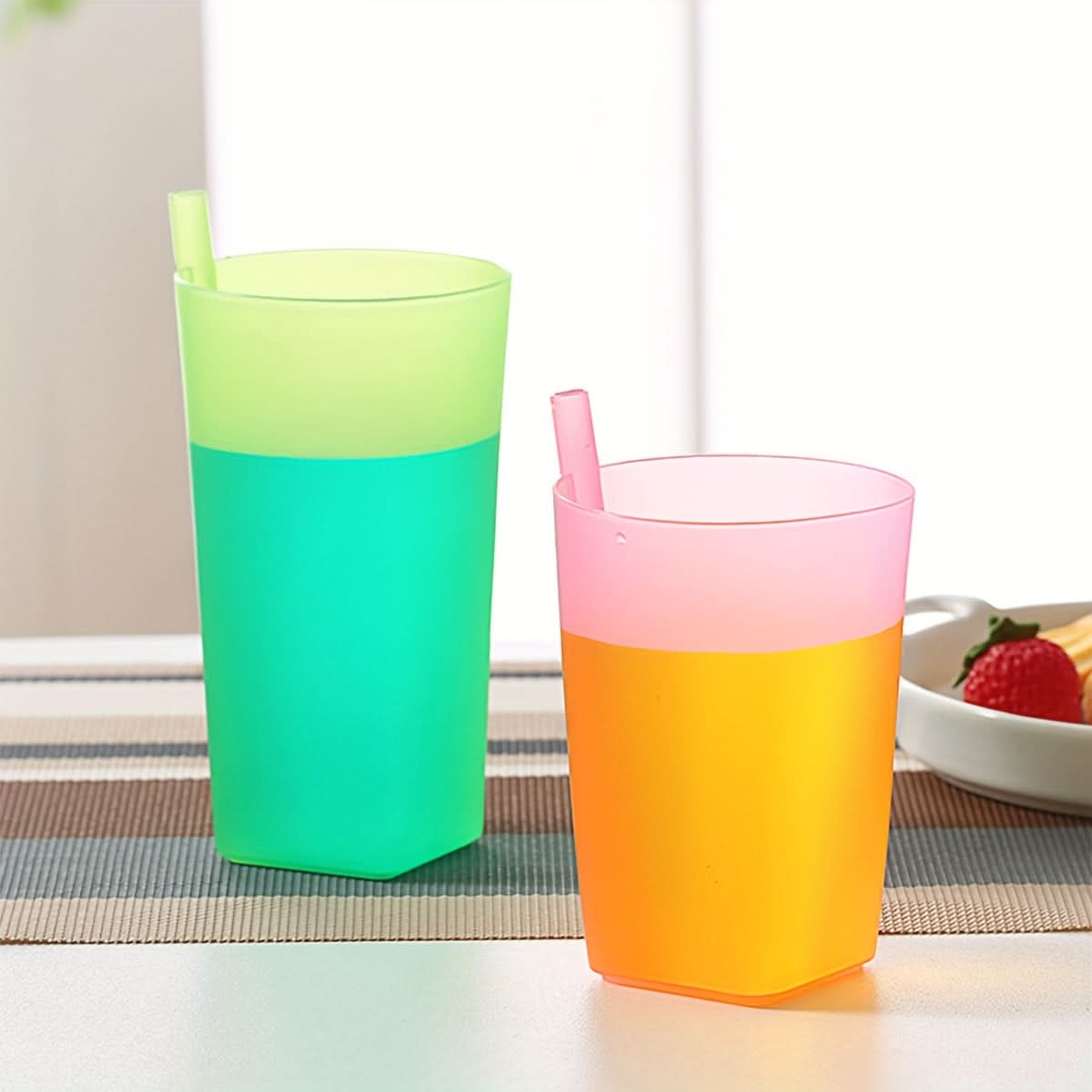 4-Pack Summer Straw Cups with Lids – 360ml Portable Juice & Water Tumblers