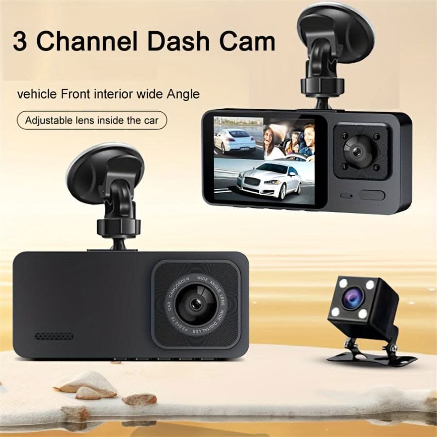 3-Channel 1080P Dash Cam with Night Vision