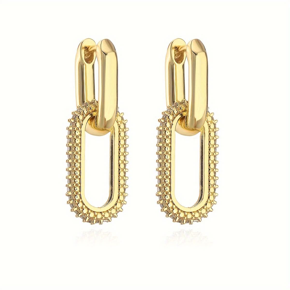 Chain Earrings with Luxurious Golden Plating