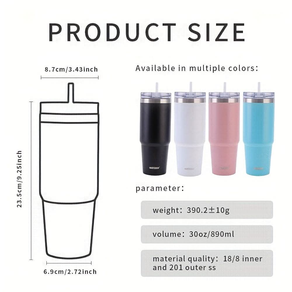 30oz Stainless Steel Tumbler with Straw