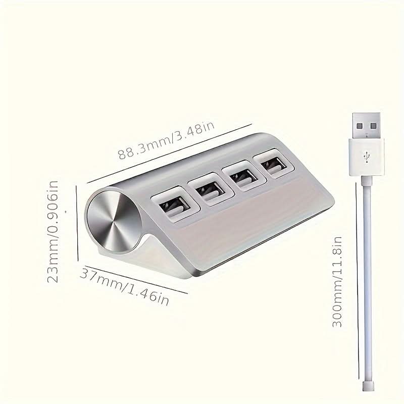 Aluminum USB 2.0 Hub with 4 Ports