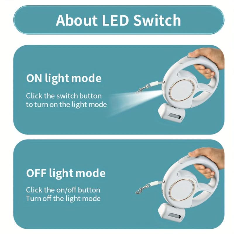 10ft Retractable Dog Leash with LED Light