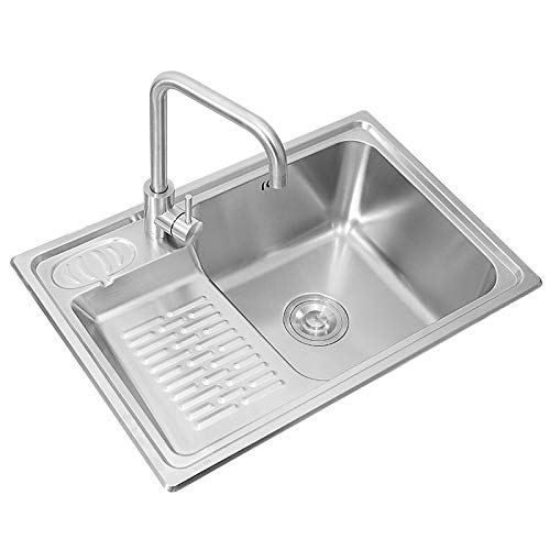 JYDQM Laundry Tub Balcony Household Stainless Steel Laundry Sink with Washboard One-Piece Large Made Kitchen Sink