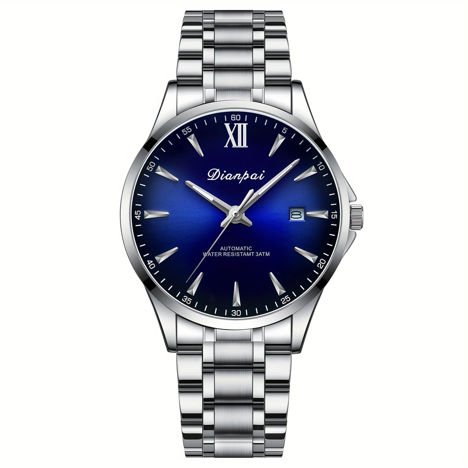 Men's Automatic Mechanical Watch, Stainless Steel, Luminous Hands