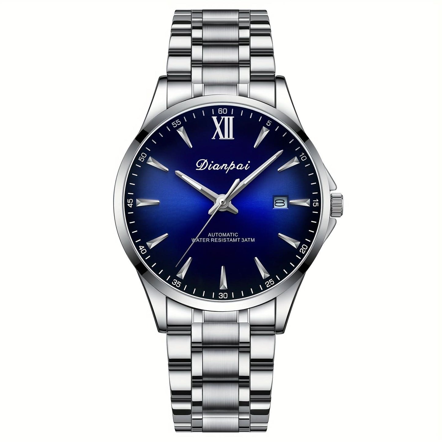 Men's Automatic Mechanical Watch, Stainless Steel, Luminous Hands