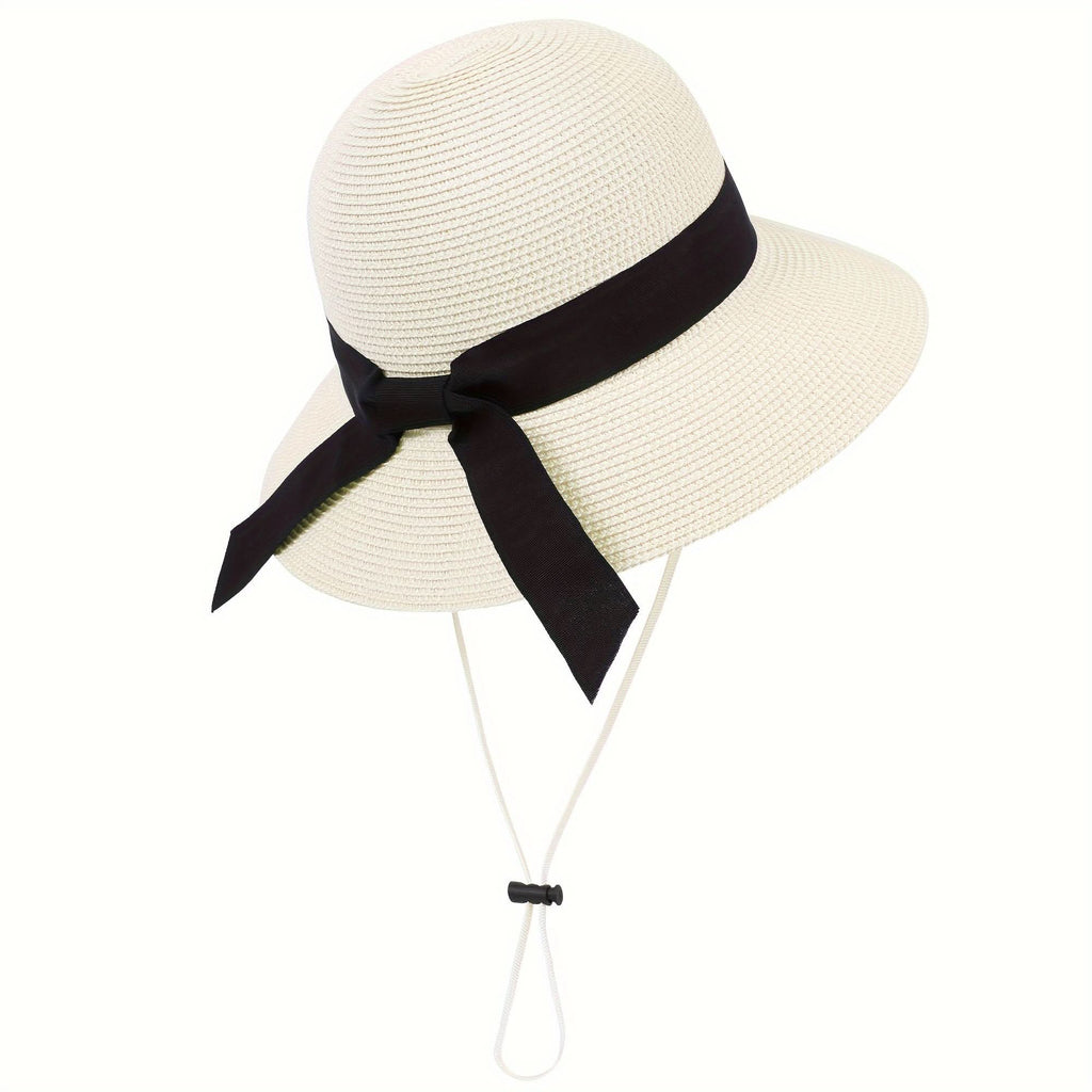 Women’s Wide Brim Straw Sun Hat – Foldable UV Protection Beach Hat