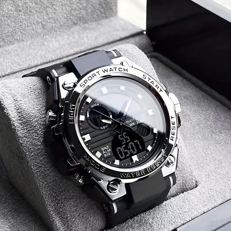 Men's Multifunctional Sports Watch - Water-Resistant Dual Display