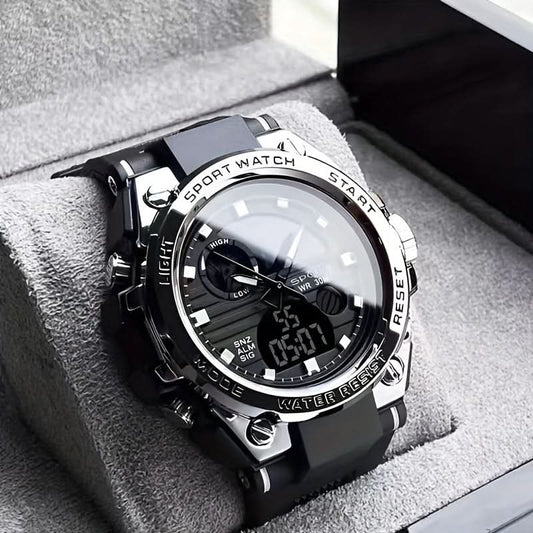 Men's Multifunctional Sports Watch - Water-Resistant Dual Display