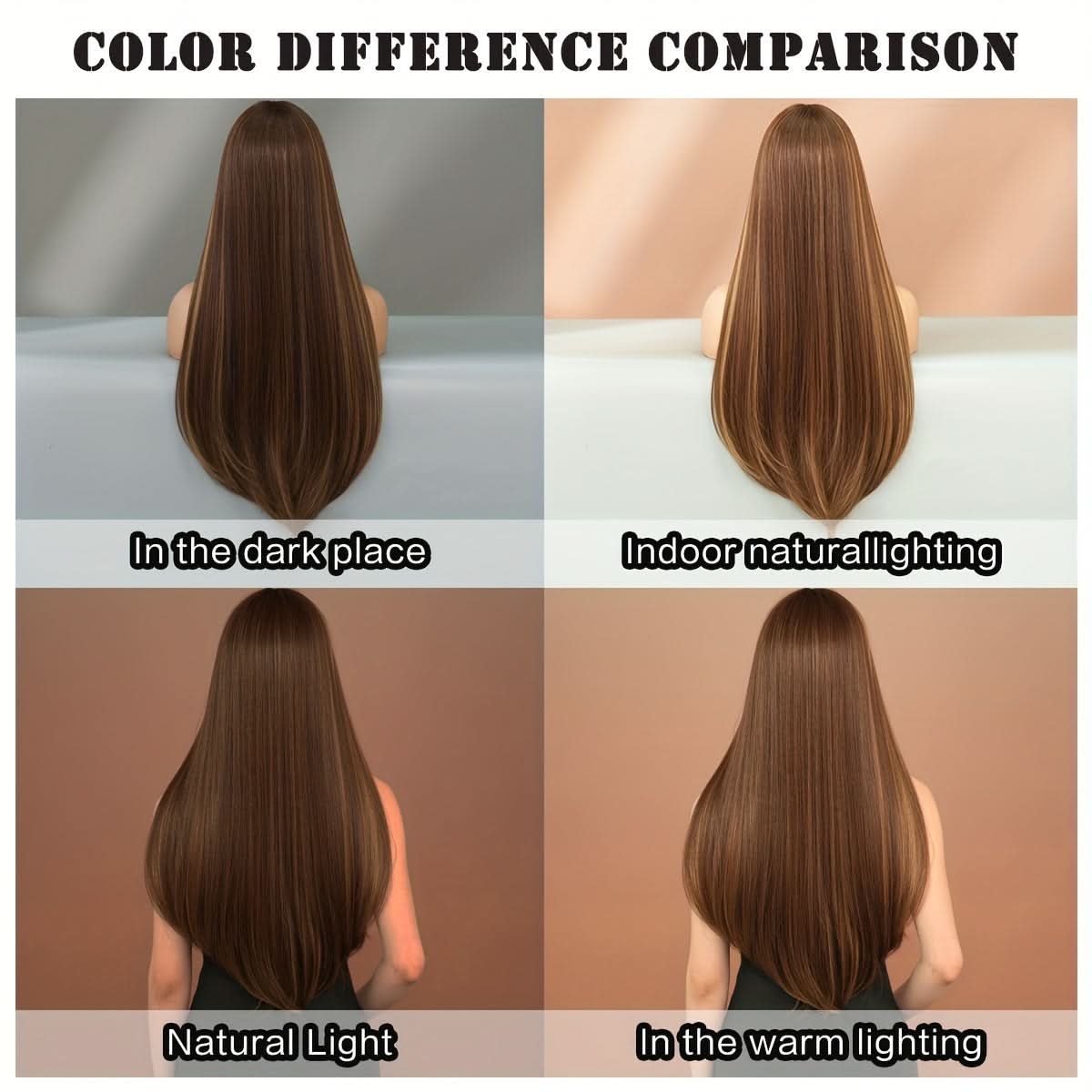 Chic Ombre Honey Brown Wig with Air Bangs – Heat Resistant
