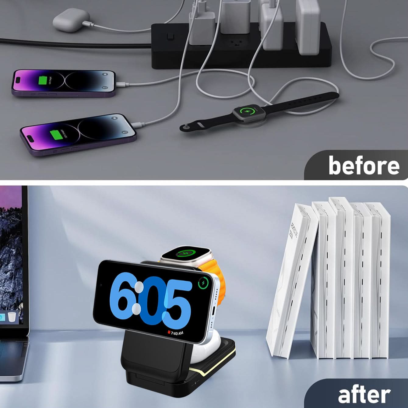 3-in-1 Foldable Wireless Charging Stand - Fast Charging Station