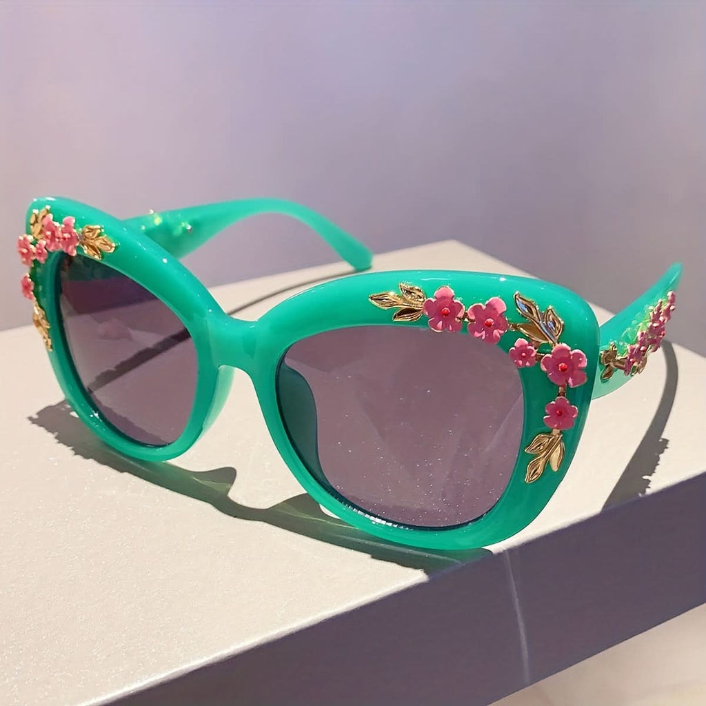 Luxury Cat Eye Glasses with Flower Decor
