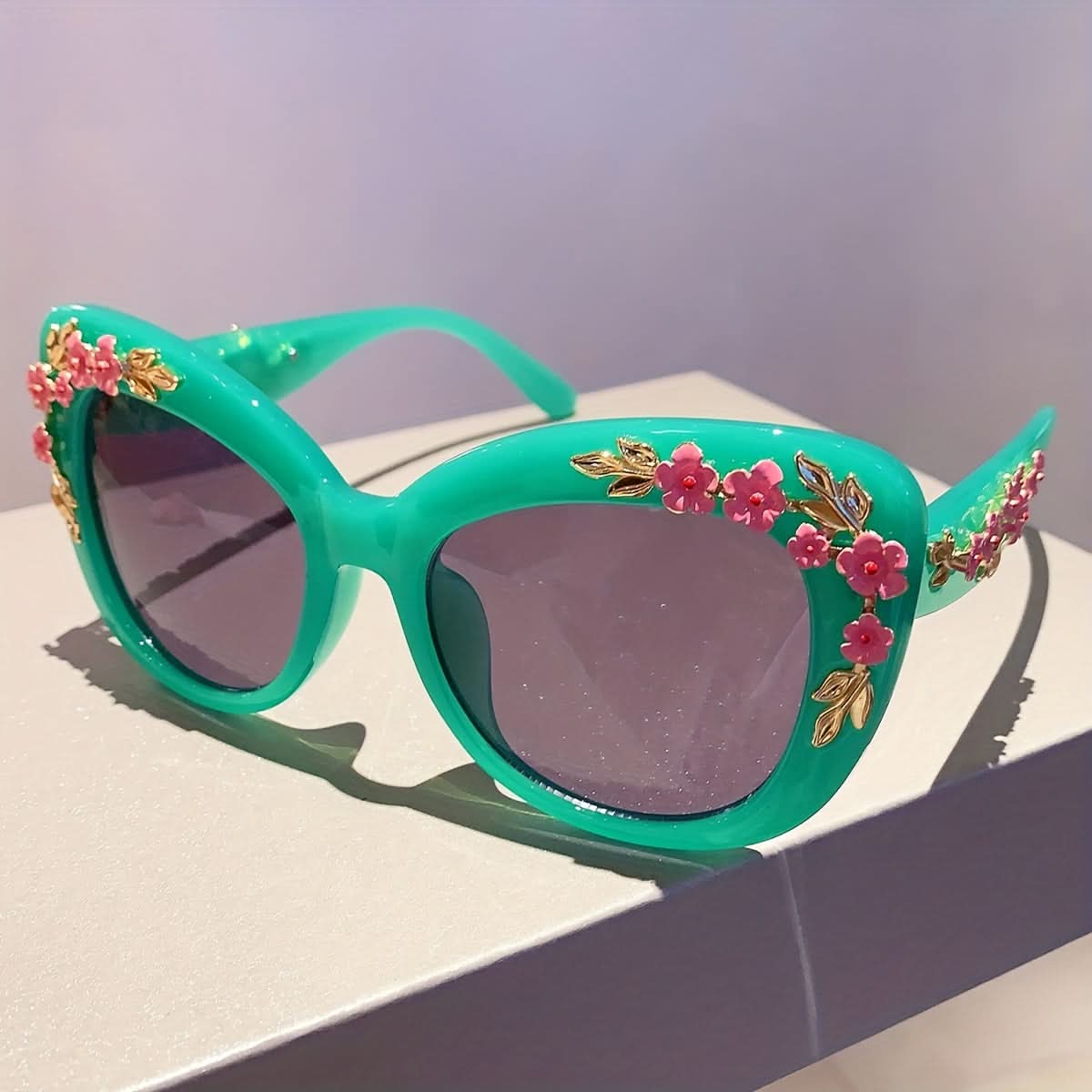 Luxury Cat Eye Glasses with Flower Decor