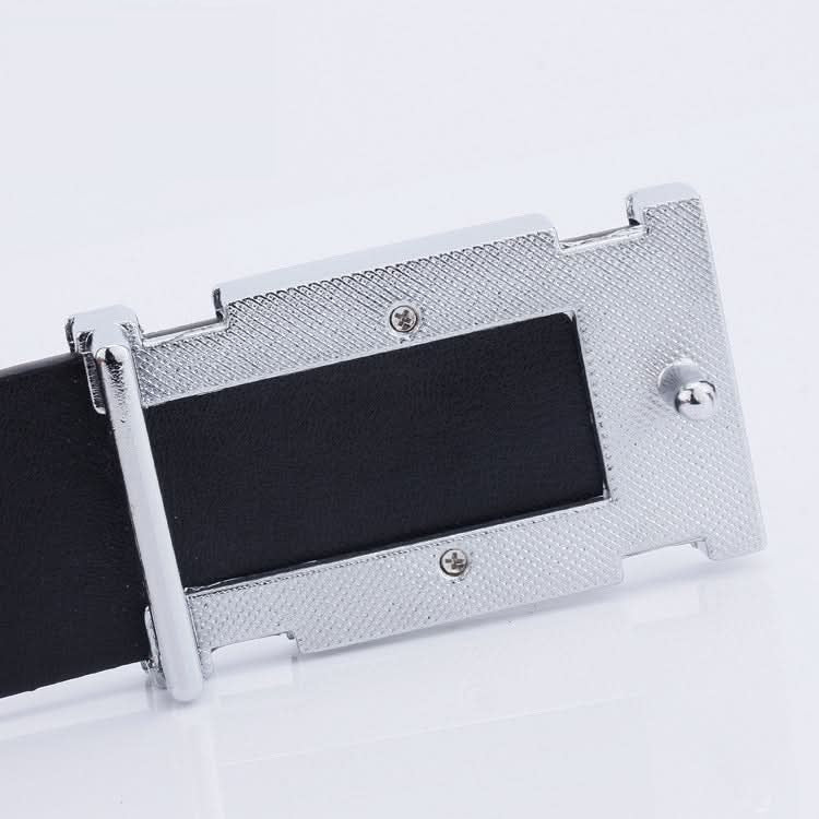 Men’s Casual Wide Belt with Smooth Alloy Cross Pattern Buckle
