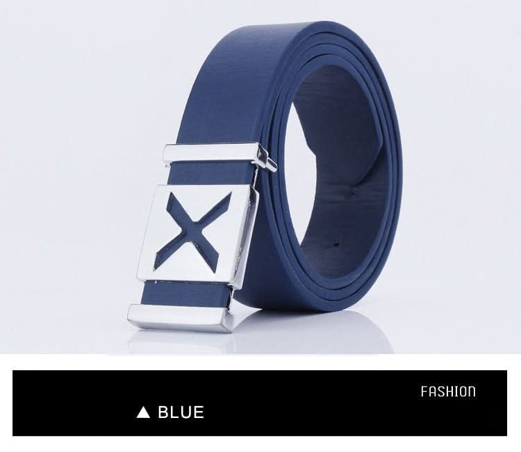 Men’s Casual Wide Belt with Smooth Alloy Cross Pattern Buckle