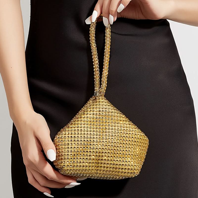 Mini Black Glitter Rhinestone Clutch Purse