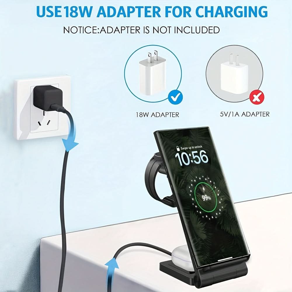 3-in-1 Fast Wireless Charger Stand for Samsung Galaxy