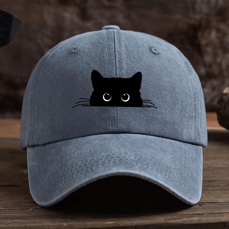 Men’s Vintage Black Cat Baseball Cap – Adjustable Dad Hat with Curved Brim