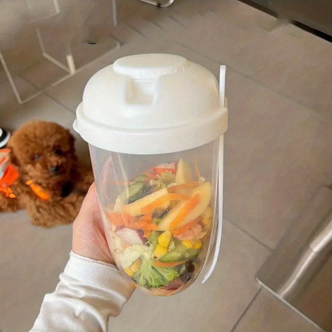 1000ml BPA-Free Salad Shaker Cup with Fork