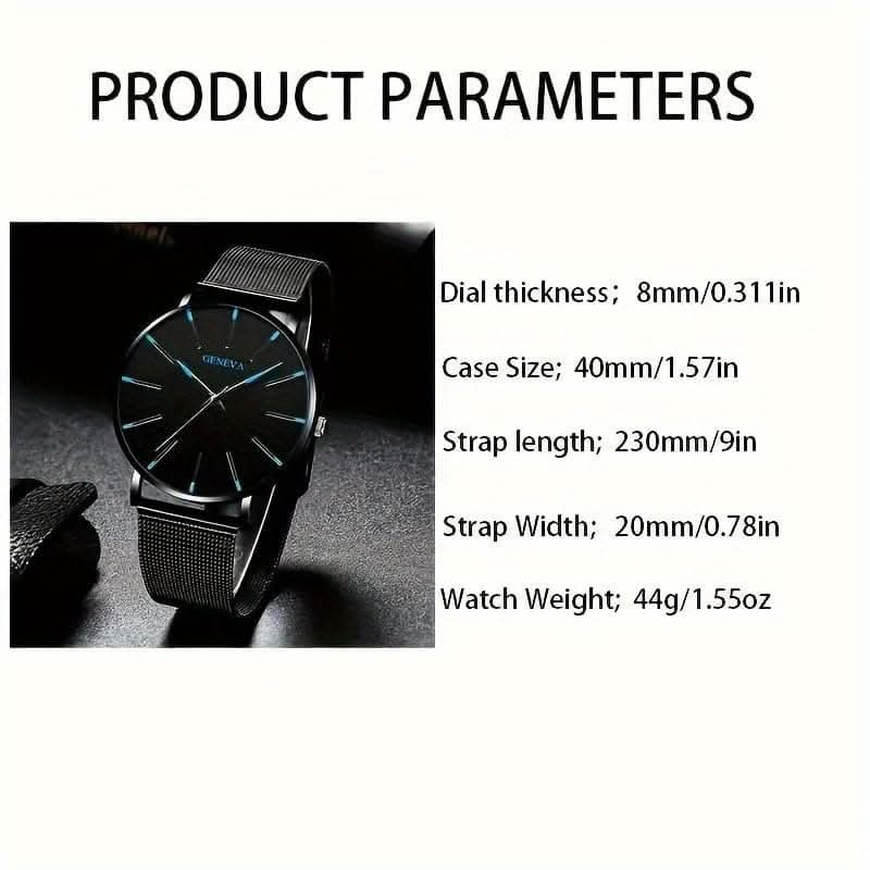 5pcs Men's Casual Quartz Watch & Bracelet Set