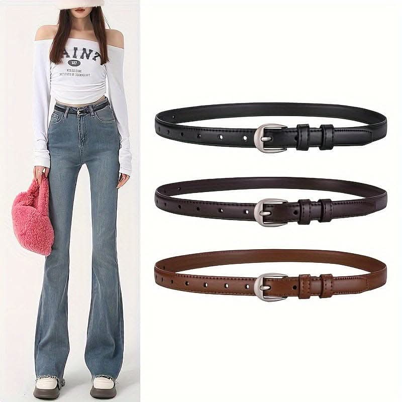 Women’s Skinny PU Leather Waist Belt